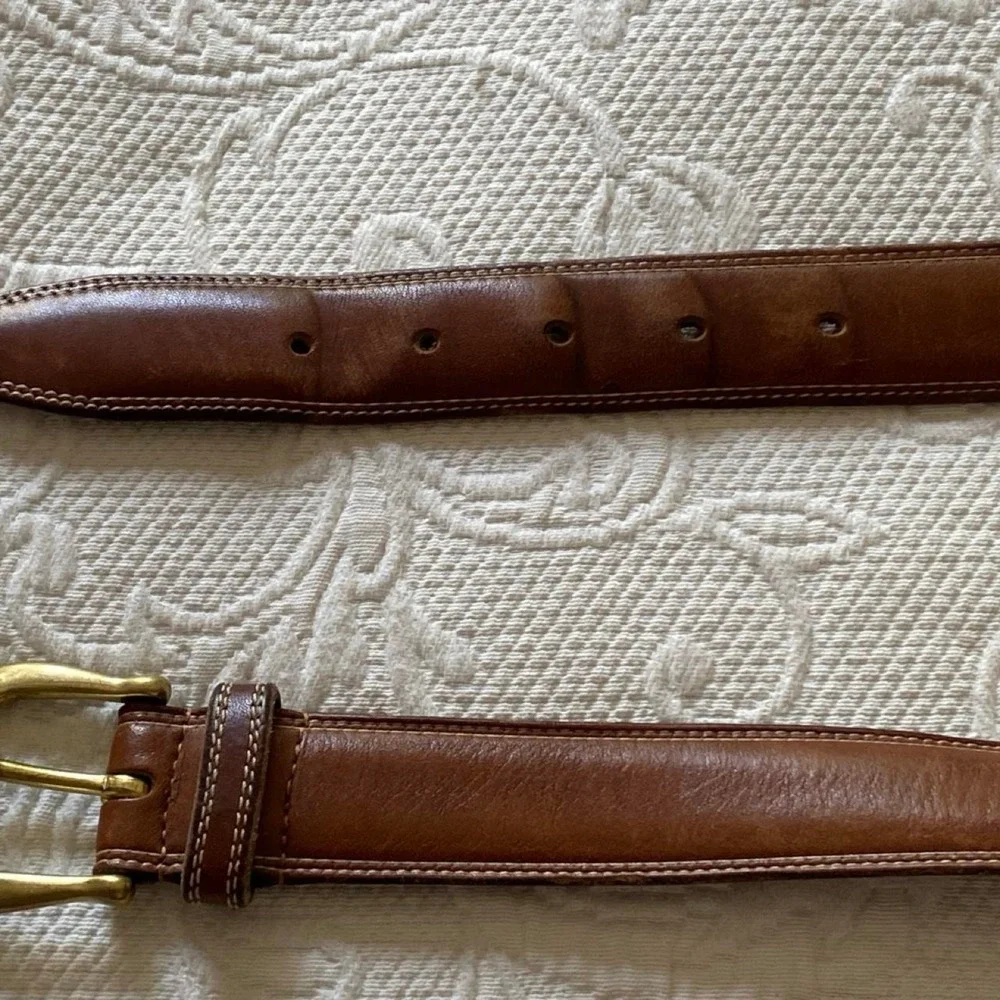 Coach British Tan Leather Brass Belt Buckle Size 38 sblk